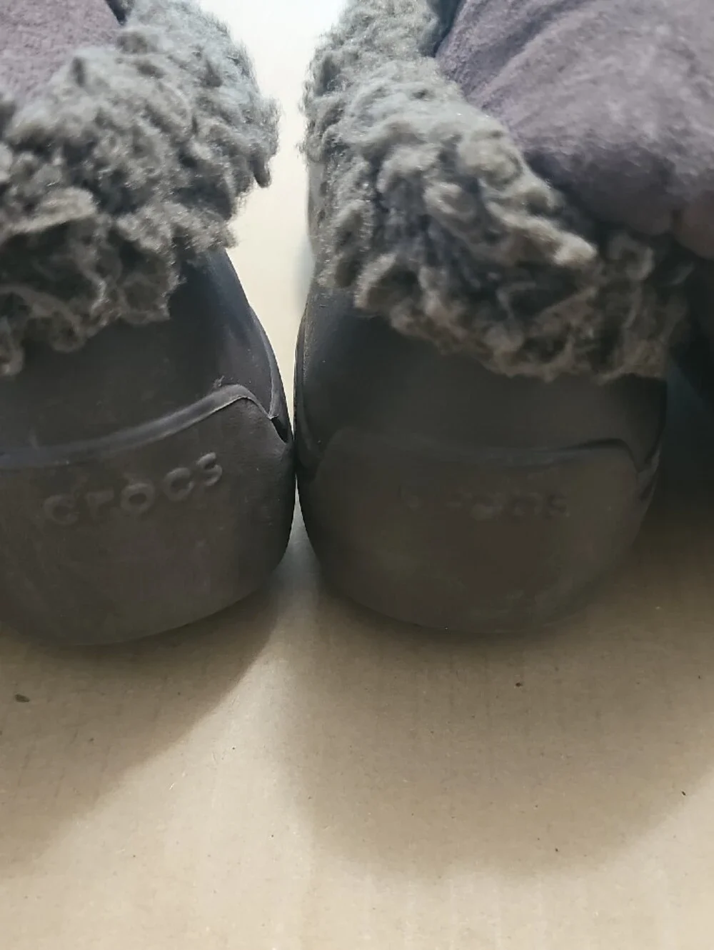 CROCS Gray Plush-lined Boot Slippers